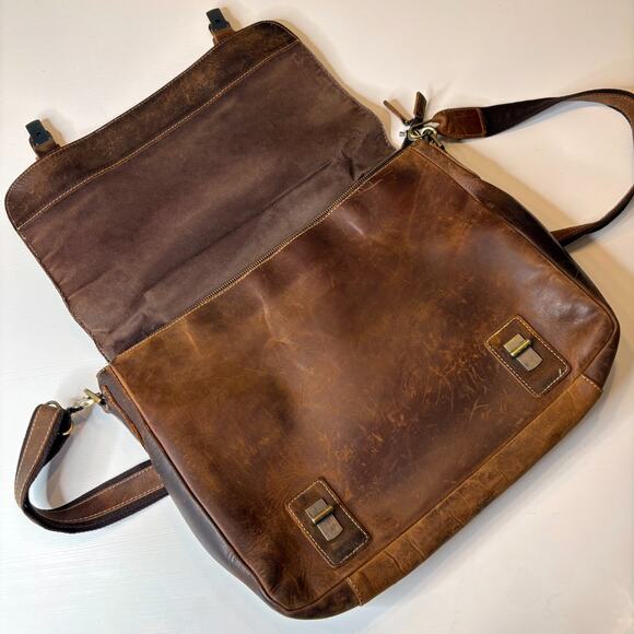 Kattee Leather Messenger Bag Briefcase Laptop Satchel Brown Distressed Vintage - Picture 6 of 11